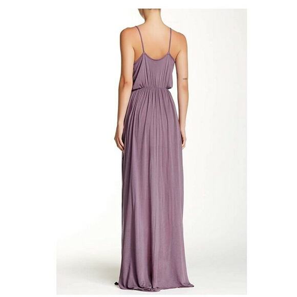 Go Couture Women Faux Wrap Plaid V-Neck Maxi Dress Mauve Size M - Picture 2 of 2